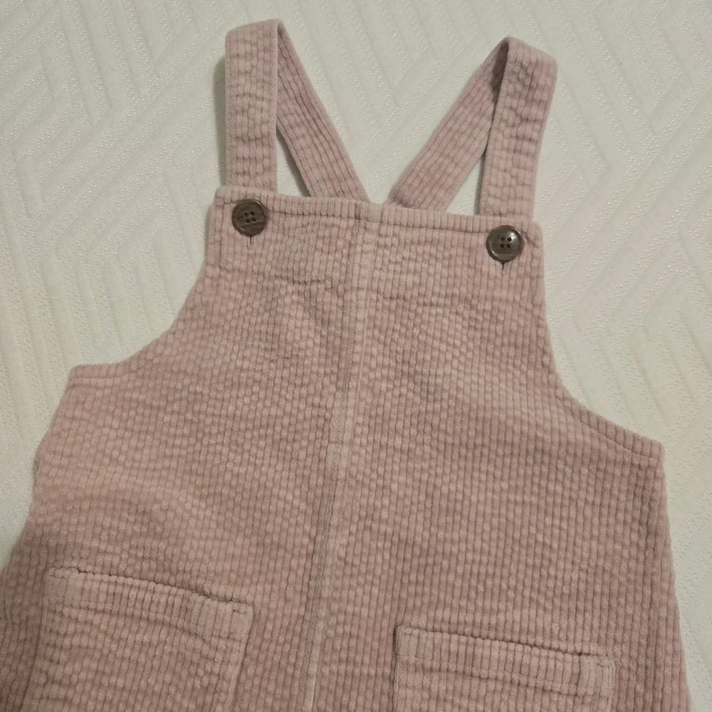 Next Kids Pink Corduroy Pinafore Dress Ruffle‎ Hem Overalls 4-5 Years 110cm